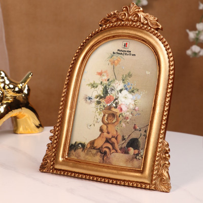 Art Street Polymer Table Photo Frame(Gold, 1 Photo(s), 13x18 cm)