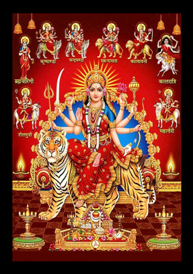 Think Tech MDF Wall Photo Frame(Maroon, 1 Photo(s), Maa Durga 21 x 29.7)