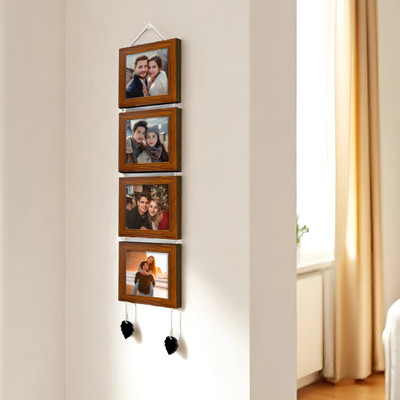 Painting Mantra Wood Wall Photo Frame(Brown, 4 Photo(s), Photo Size 5x5 Inches, Wall Hanging Picture, Photo Frame For Home and Office Decoration)
