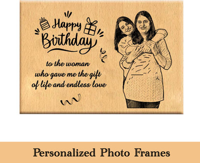 Magic Laser art Wood Table Photo Frame(Gold, 1 Photo(s), 4x6)