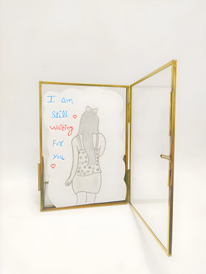 WESTON CHOICE Glass Table Photo Frame(Gold, White, 1 Photo(s), 7 X 5 Inch)