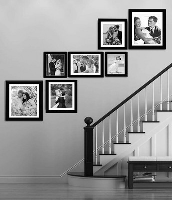 Stuthi Arts Glass Wall Photo Frame(Black, 7 Photo(s), M8x10-2, M6x8-3, 5x7-2)