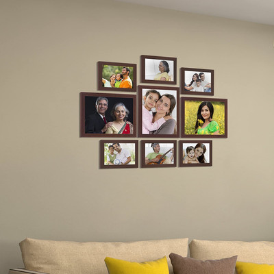 Stuthi Arts Glass Wall Photo Frame(Brown, 9 Photo(s), 8x10-3 5x7-6)