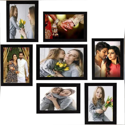 SJM ENTERPRISES Wood Wall Photo Frame(Black, 7 Photo(s), 5 X 7 inch -1 pic, 4 x 6 inch -6 pic)