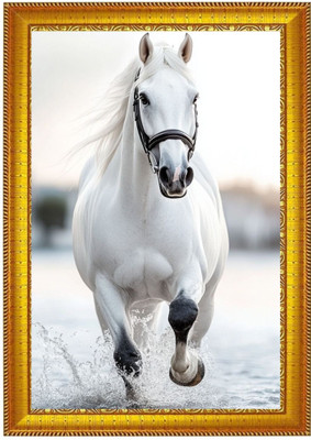 EZZYPIX MDF Wall Photo Frame(Gold, 1 Photo(s), Premium Wooden Photo Frame of Seven Horses for Wall Hanging-(9*12 Inch))