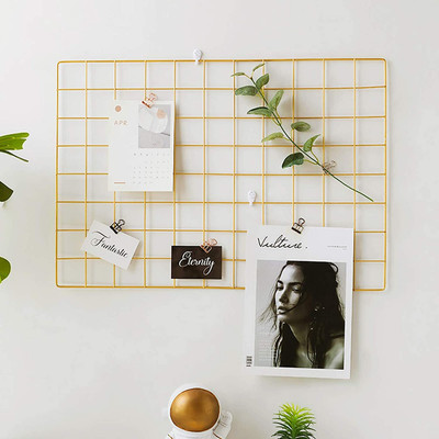 Franklite Steel Wall Photo Frame(Gold, 10 Photo(s), DIY Steel Grid Photo Frame for Wall [30 * 30cm-Gold] Clip Holder Photo Frame,Multi Functional Creative Mesh Wall Grid-(Gold) Frame Pack of 2)