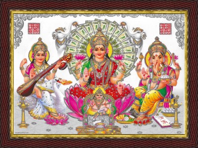 Gita Govinda Laxmi Saraswati Ganesh Sparkle Coated photo Frame Religious Frame