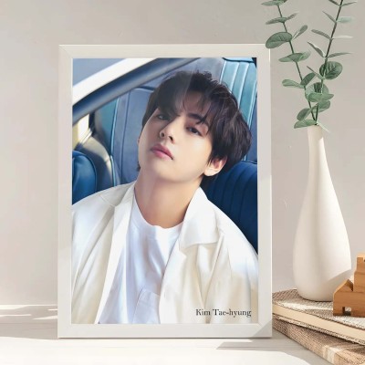 Giftway MDF Wall Photo Frame(White, 1 Photo(s), 9.6*13.1 Inch, BTS Cool Kim Taehyung Photo Frame| Wood MDF Frame | For BTS Army Fans Friend, Bts Gifts for Girls, Girlfriend, Boyfriend)