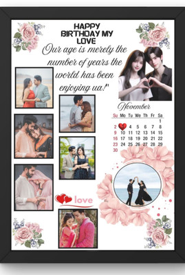 HUMTUMCREATION Wood Wall Photo Frame(Black, 8 Photo(s), Premium A4 Customized Photo Frame | Add Your Photo, Name & Message | Personalized Gift for Couples, Birthday & Home Decor Send photos on Whats-aap No (92512-82844) And Get Digital Reprint)