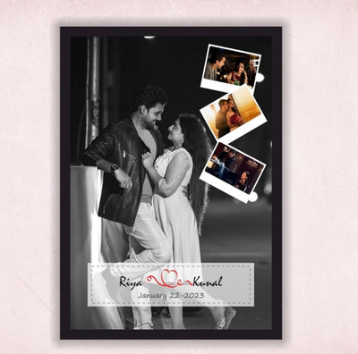 HUMTUMCREATION Wood Wall Photo Frame(Black, 9 Photo(s), Premium A4 Customized Photo Frame | Add Your Photo, Name & Message | Personalized Gift for Couples, Birthday & Home Decor Send photos on Whatsaap No (9251282844) And Get Digital Reprint)