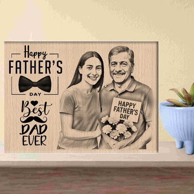 DVMART Wood Table Photo Frame(Beige, 1 Photo(s), Celebrate Dad with a Custom Steam Beech Wooden Photo Frame (6x4 Inch))