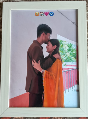 HUMTUMCREATION Wood Wall Photo Frame(Black, 1 Photo(s), Premium A4 Customized Photo Frame | Add Your Photo, Name & Message | Personalized Gift for Couples, Birthday & Home Decor Send photos on Whatsaap No (9251282844) And Get Digital Reprint)