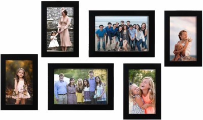 Stuthi Arts Glass Wall Photo Frame(Black, 6 Photo(s), 5x7-2 4x6-4)