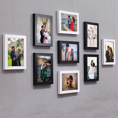 ARKID Wood Wall Photo Frame(Black, 9 Photo(s), (4 Frame 5x7) (4 Frame 6x8) (2 Frame 8x12) Inch, Set of 10 Black Photo Frames for Wall – Gallery Wall Hanging Picture Frame Set)