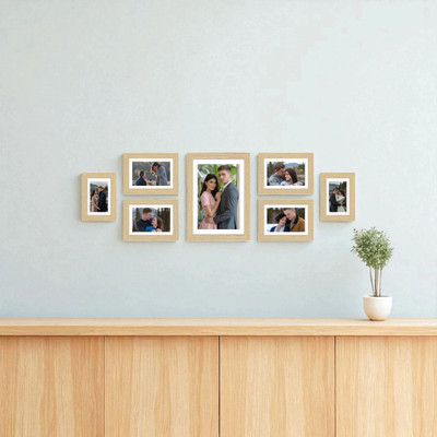 Urban Nest Decor Plastic Wall Photo Frame(Beige, 7 Photo(s), Set of 7 Frames Mix Size)