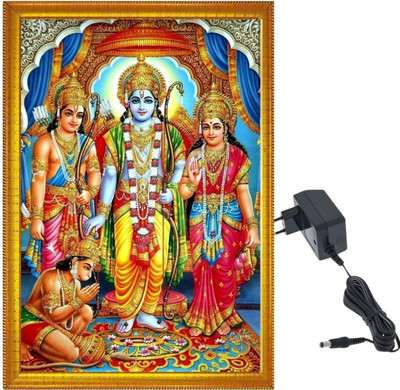HSB INFRA MDF Wall Photo Frame(Gold, 1 Photo(s), Shree Ram Darbar LED Photo Frame – Lord Ram, Sita, Lakshman & Hanuman – Religious Wall Decor)