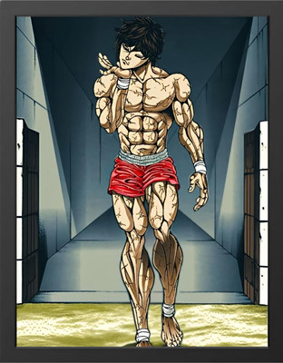 HOMYKI Acrylic Wall Photo Frame(Black, 1 Photo(s), Baki Hanma Anime Poster Frame A4 Size)