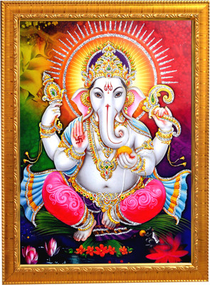 Sunframing Ganesh Ji photo frame with laminated sheet . size [ 9x11 inch]. Religious Frame