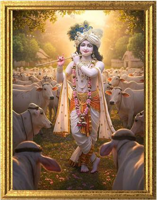Dekofy MDF Wall Photo Frame(Gold, 1 Photo(s), Premium Wooden Photo Frame of Krishna Ji for Wall Hanging-(9*12 Inch)