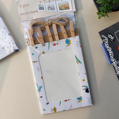 Art Street Paper Wall Photo Frame(Green, 6 Photo(s), 4x6 Inches 6 pcs Paper Photo Frame with Clips and Ropes)
