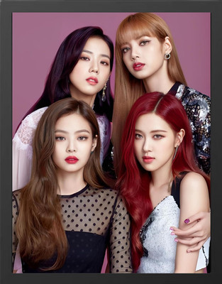 HOMYKI Acrylic Wall Photo Frame(Black, 1 Photo(s), Black Pink K-Pop Band Portrait Wall Art Photo Frame, A4 Size, 1/2 Inch Moulding)