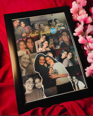HUMTUMCREATION Wood Wall Photo Frame(Black, 13 Photo(s), Premium A4 Customized Photo Frame | Add Your Photo, Name & Message | Personalized Gift for Couples, Birthday & Home Decor Send photos on Whatsaap No (9251282844) And Get Digital Reprint)
