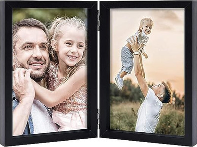 MMTX Wood Table Photo Frame(Black, 2 Photo(s), 5*7)