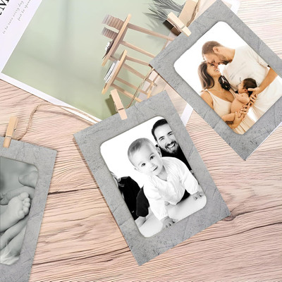 Art Street Paper Wall Photo Frame(Grey, 6 Photo(s), 4x6 Inches 6 pcs Paper Photo Frame with Clips and Ropes)