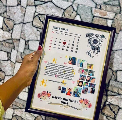 HUMTUMCREATION Wood Wall Photo Frame(Black, 1 Photo(s), Premium A4 Customized Photo Frame | Add Your Photo, Name & Message | Personalized Gift for Couples, Birthday & Home Decor Send photos on Whatsaap No (9251282844) And Get Digital Reprint)