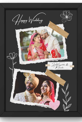 HUMTUMCREATION Wood Wall Photo Frame(Black, 2 Photo(s), Premium A4 Customized Photo Frame | Add Your Photo, Name & Message | Personalized Gift for Couples, Birthday & Home Decor Send photos on Whatsaap No (9251282844) And Get Digital Reprint)