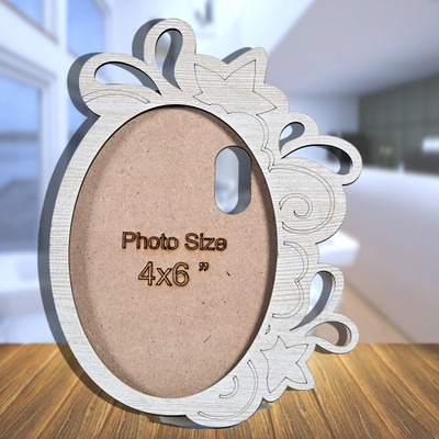 Magic Laser art Wood Table Photo Frame(White, 1 Photo(s), 4x6)