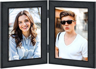 Dekowam MDF Table Photo Frame(Black, 2 Photo(s), Double Photo Frame – Foldable Hinged Desktop & Tabletop Picture Display 6x8 Inch), Send photos 8503041609) Digital Reprint)