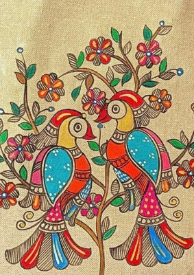 Tasvirra Wood Wall Photo Frame(Brown, 1 Photo(s), Colorful Hand-Painted Birds on Floral Tree - Indian Folk Art Design (9*12 Inch))