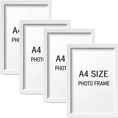PPF Wood Wall Photo Frame(White, 1 Photo(s), A4 Size Photo Frames – Wall & Tabletop Display, Lightweight Frame (A4 Size, 9X12inches) Pack Off-4)