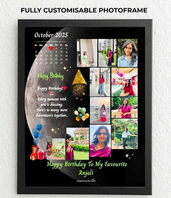 HUMTUMCREATION Wood Wall Photo Frame(Black, 11 Photo(s), Premium A4 Customized Photo Frame | Add Your Photo, Name & Message | Personalized Gift for Couples, Birthday & Home Decor Send photos on Whatsaap No (9251282844) And Get Digital Reprint)
