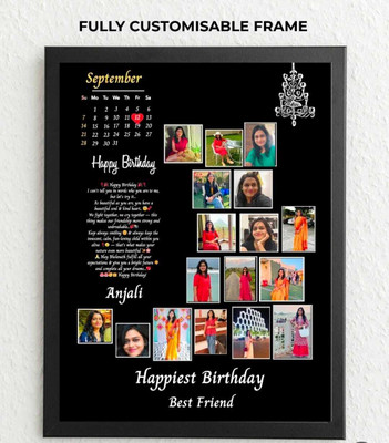 WELLCOMECRAFT Wood Wall Photo Frame(Black, 6 Photo(s), Premium A4 Customized Photo Frame | Add Your Photo, Name & Message | Personalized Gift for Couples, Birthday & Home Decor Send photos on Whatsaap No (6376784648) And Get Digital Reprint)