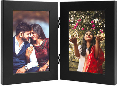 Zig Zag Glass Table Photo Frame(Black, 2 Photo(s), 4x6 inch)