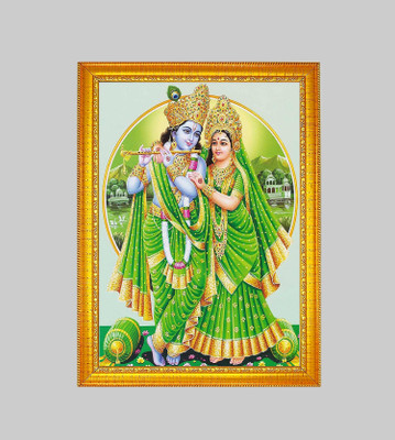 Think Tech MDF Wall Photo Frame(Green, 1 Photo(s), Radha Krishna 5x7 CM)
