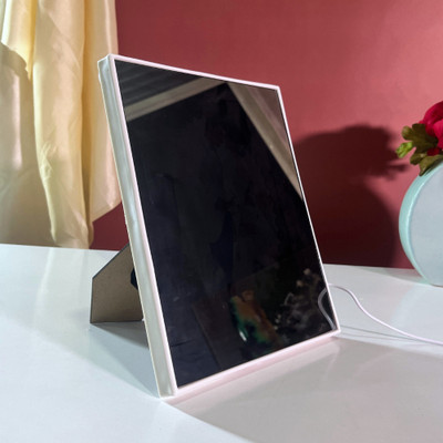 The Decor Paradise Plastic Table Photo Frame(White, Black, 1 Photo(s), Mirror Finish LED Photo Frame | Infinity Illusion Light | Decorative Table Frame)