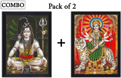 Gita Govinda Shiv Pariwar & Durga maa 9 roop Combo Sparkle Coated photo Frame Religious Frame