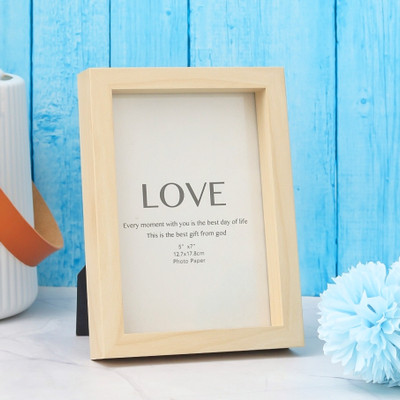 The Procure Store Wood Wall Photo Frame(Gold, 1 Photo(s), 12.7 x 17.8 CM, 5 x 7 Inch)