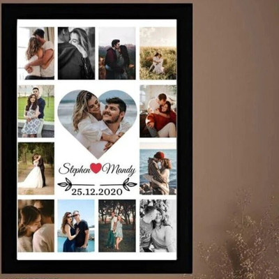 HSB MDF Wall Photo Frame(Black, 12 Photo(s), Wood Normal photo frame, ONLY LOVE COLLAGE FRAME Birthday photo frame, anniversary photo frame, WEDDING PURPOSE photo frame Send photos 9468-846787 A4 Size) Digital Reprint)