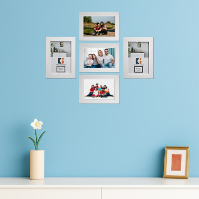 KUBER INDUSTRIES Acrylic Wall Photo Frame(White, 5 Photo(s), 4 x 6 Inches)
