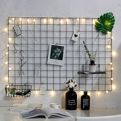 Franklite Steel Wall Photo Frame(Black, 10 Photo(s), Steel Grid Photo Frame for Wall [40 * 40 cm-Black] Clip Holder Photo Frame,Multi Functional Creative Mesh Wall Grid-(Black) Only frame)