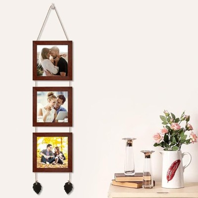 Art Street Wood Wall Photo Frame(Brown, 3 Photo(s), 5x5 Inch)