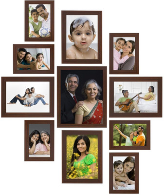 Stuthi Arts Glass Wall Photo Frame(Brown, 11 Photo(s), Brown 4x6-6 5x7-4 8x10-01)