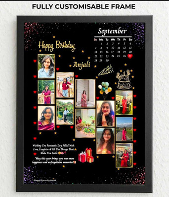 HUMTUMCREATION Wood Wall Photo Frame(Black, 12 Photo(s), Premium A4 Customized Photo Frame | Add Your Photo, Name & Message | Personalized Gift for Couples, Birthday & Home Decor Send photos on Whatsaap No (9251282844) And Get Digital Reprint)