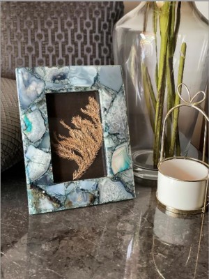 La Craft Stoneware Table Photo Frame(Blue, 1 Photo(s), 6X4)