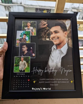 WELLCOMECRAFT Wood Wall Photo Frame(Black, 10 Photo(s), Premium A4 Customized Photo Frame | Add Your Photo, Name & Message | Personalized Gift for Couples, Birthday & Home Decor Send photos on Whatsaap No (6376784648) And Get Digital Reprint)