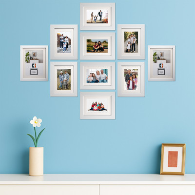 KUBER INDUSTRIES Acrylic Wall Photo Frame(White, 10 Photo(s), 8 x 1 Inches)